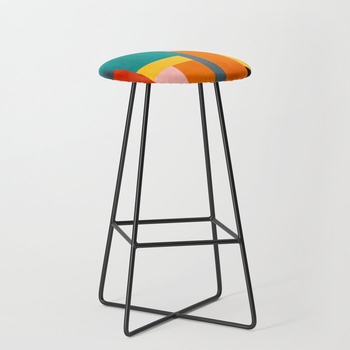 Colorful Geometric Modern Patchwork Design Stool Gallery Image 1