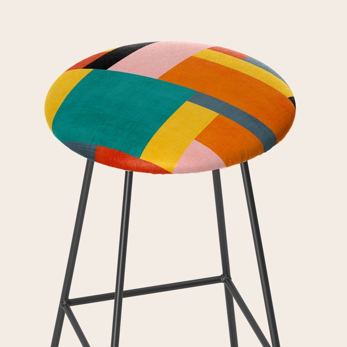Colorful Geometric Modern Patchwork Design Stool Gallery Image 2