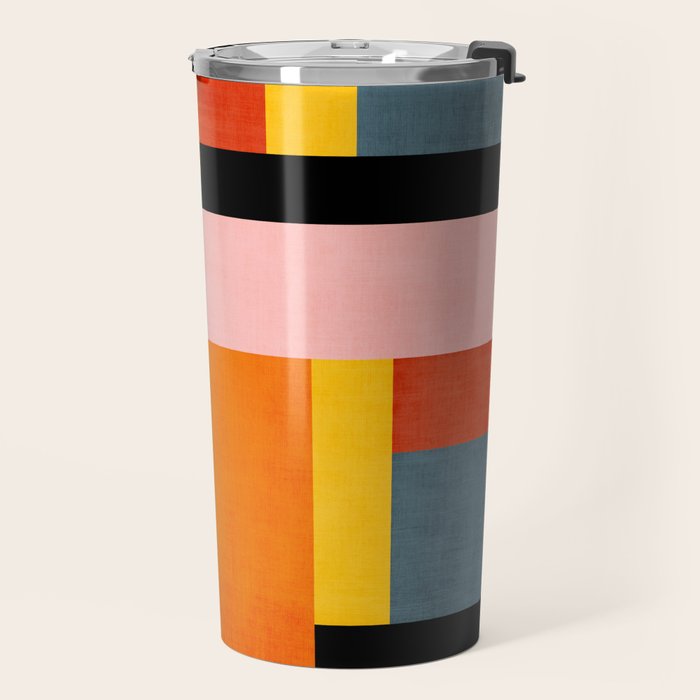 Colorful Geometric Modern Patchwork Design Travel Mug Gallery Image 2