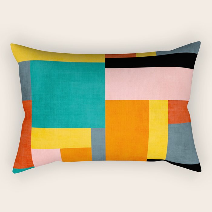 Colorful Geometric Modern Patchwork Design Rectangular Pillow Gallery Image 1