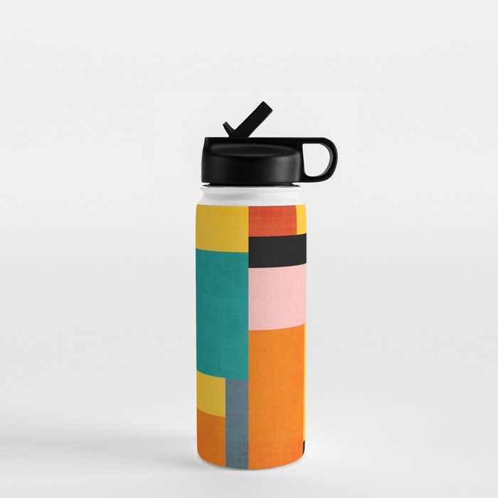Colorful Geometric Modern Patchwork Design Water Bottle Gallery Image 1