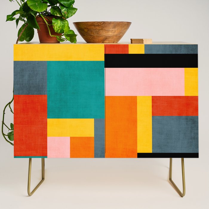 Colorful Geometric Modern Patchwork Design Credenza Gallery Image 1