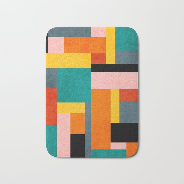 Colorful Geometric Modern Patchwork Design Bath Mat Gallery Image 1