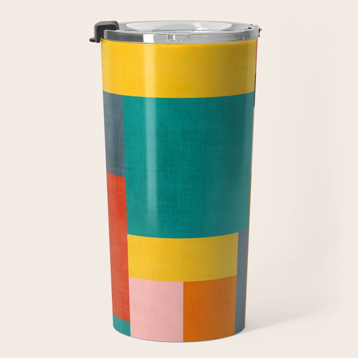 Colorful Geometric Modern Patchwork Design Travel Mug Gallery Image 3