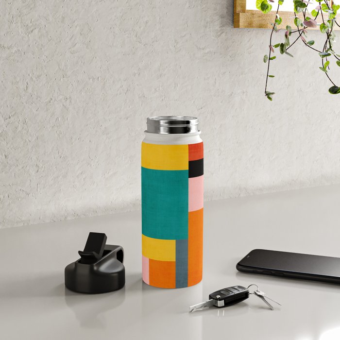 Colorful Geometric Modern Patchwork Design Water Bottle Gallery Image 4