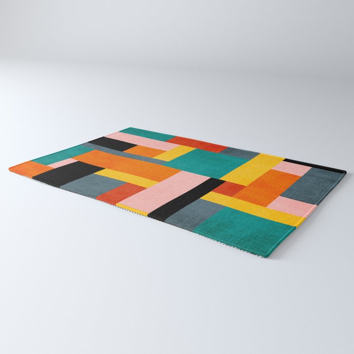 Colorful Geometric Modern Patchwork Design Rug Gallery Image 3