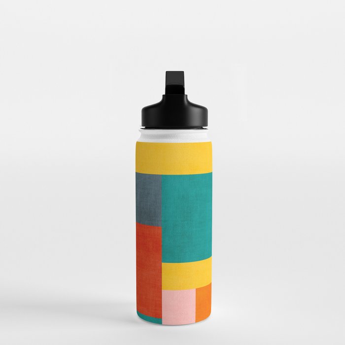 Colorful Geometric Modern Patchwork Design Water Bottle Gallery Image 3