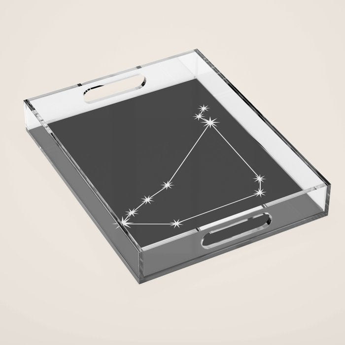 Capricorn Zodiac Star Constellation Line Art Grey Acrylic Tray Gallery Image 1