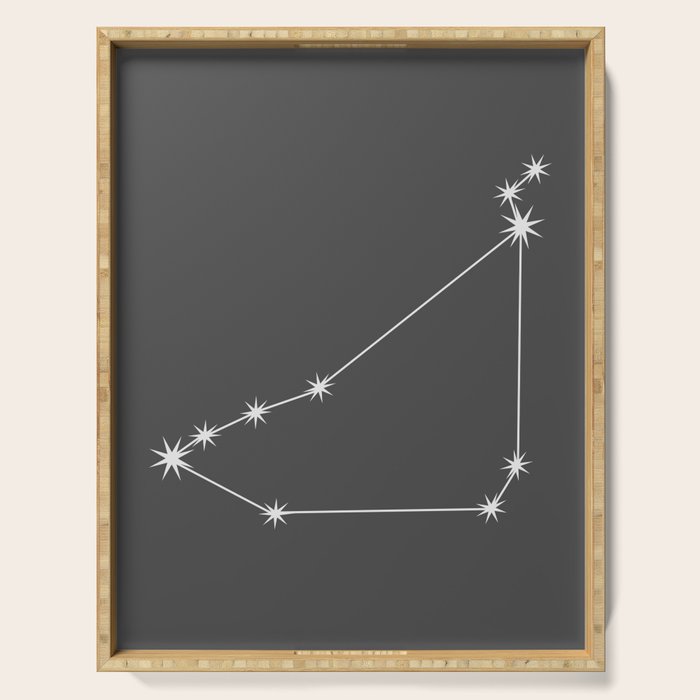 Capricorn Zodiac Star Constellation Line Art Grey Serving Tray Gallery Image 1