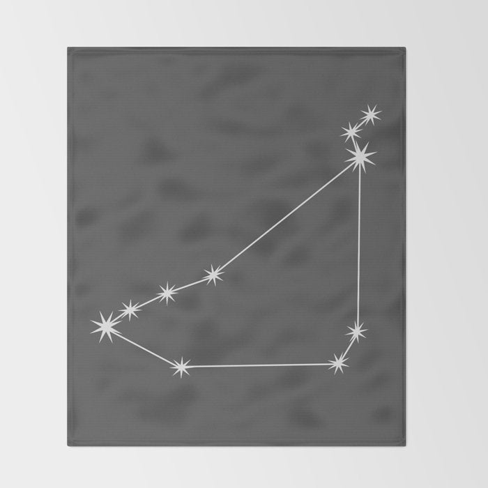 Capricorn Zodiac Star Constellation Line Art Grey Throw Blanket Gallery Image 2