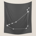 Capricorn Zodiac Star Constellation Line Art Grey Wall Tapestry Gallery Image 4