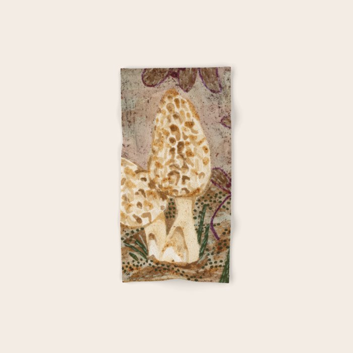 Little Morel Mushrooms in Warm Brown Bath Towel Gallery Image 1
