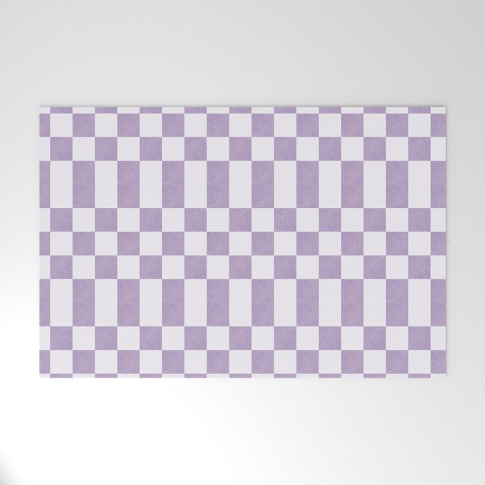 Lilac and white checkered Welcome Mat Gallery Image 1