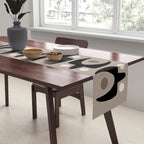 Mid Century Modern Abstract Pattern 755 Black and Beige Table Runner Gallery Image 2
