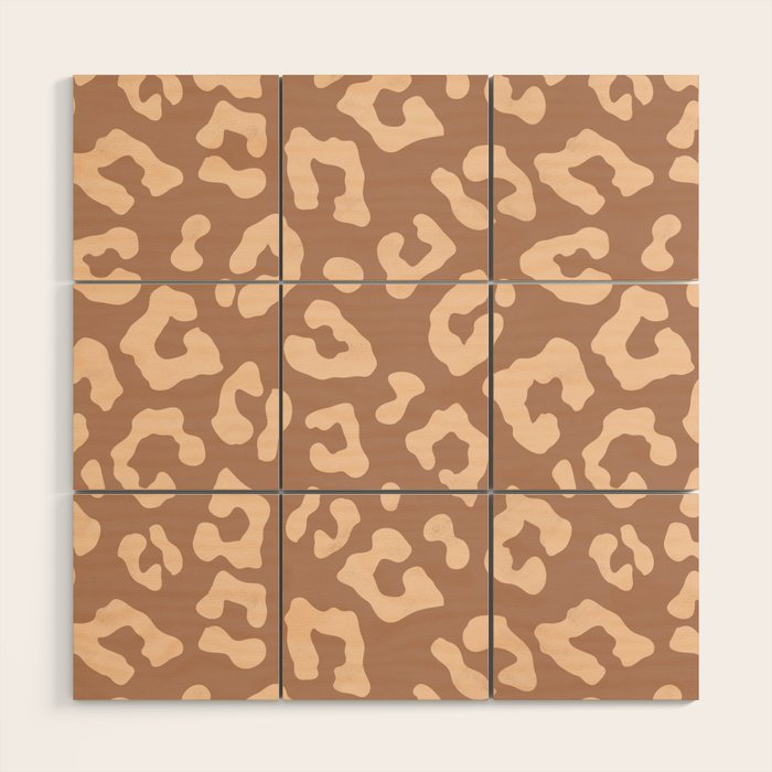 Leopard Print In Clay Brown Wood Wall Art Gallery Image 1