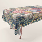 Antique Aubusson French Tapestry Romantic Garden Tablecloth Gallery Image 1
