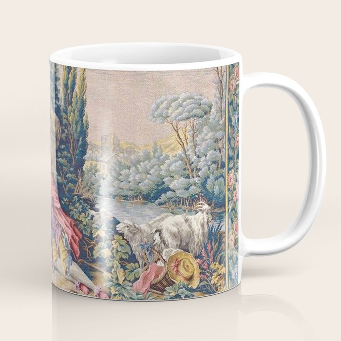 Antique Aubusson French Tapestry Romantic Garden Coffee Mug Gallery Image 1