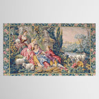Antique Aubusson French Tapestry Romantic Garden Tablecloth Gallery Image 2