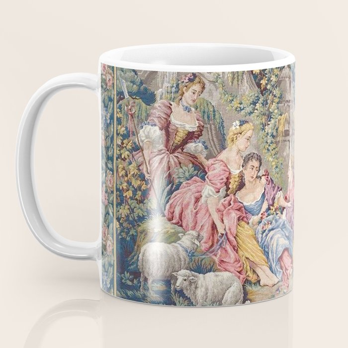 Antique Aubusson French Tapestry Romantic Garden Coffee Mug Gallery Image 3