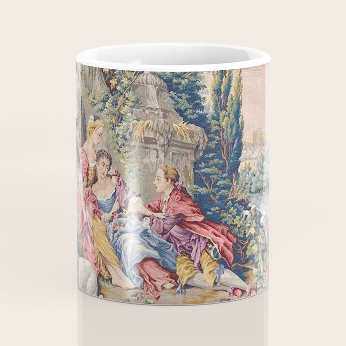 Antique Aubusson French Tapestry Romantic Garden Coffee Mug Gallery Image 4