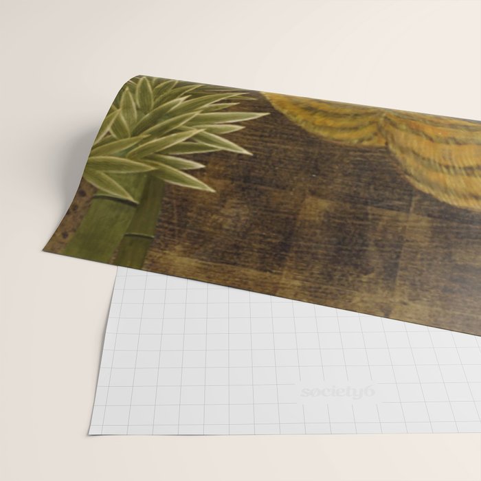 Japanese Tiger in Bamboo Grove Vintage Gold Leaf Screen Wrapping Paper Gallery Image 2