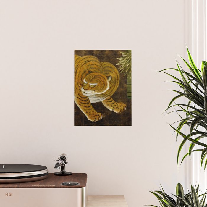 Japanese Tiger in Bamboo Grove Vintage Gold Leaf Screen Poster Gallery Image 2