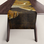 Japanese Tiger in Bamboo Grove Vintage Gold Leaf Screen Table Runner Gallery Image 1