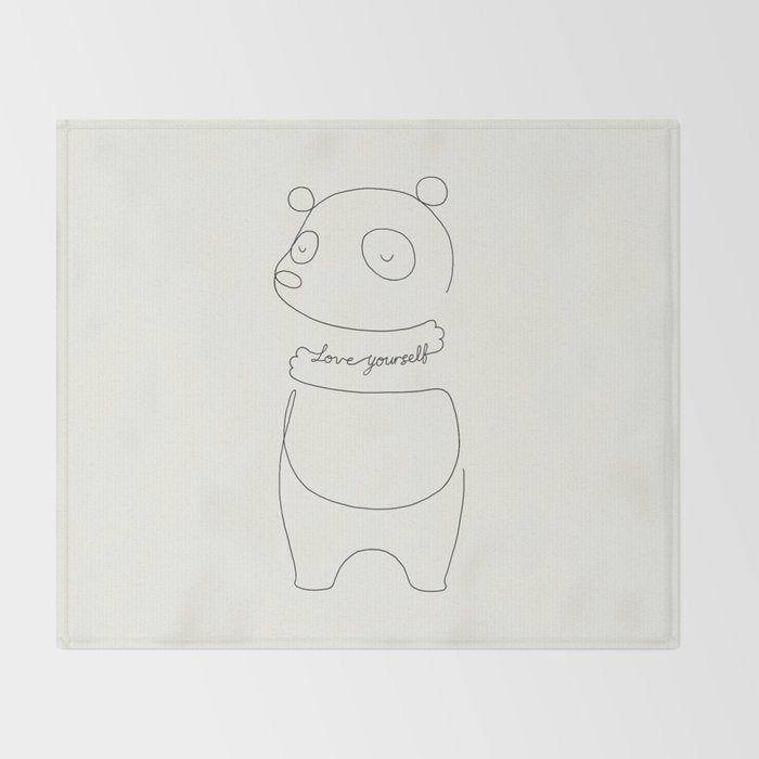 Love Yourself Panda Throw Blanket Gallery Image 2