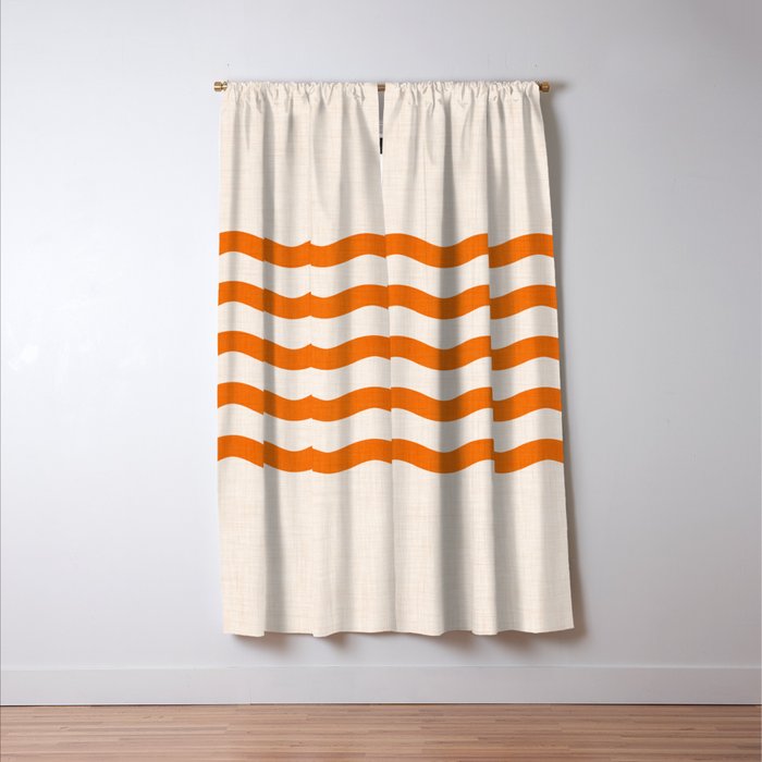 Coastal Orange / Modern Waves Series Window Curtain Gallery Image 3