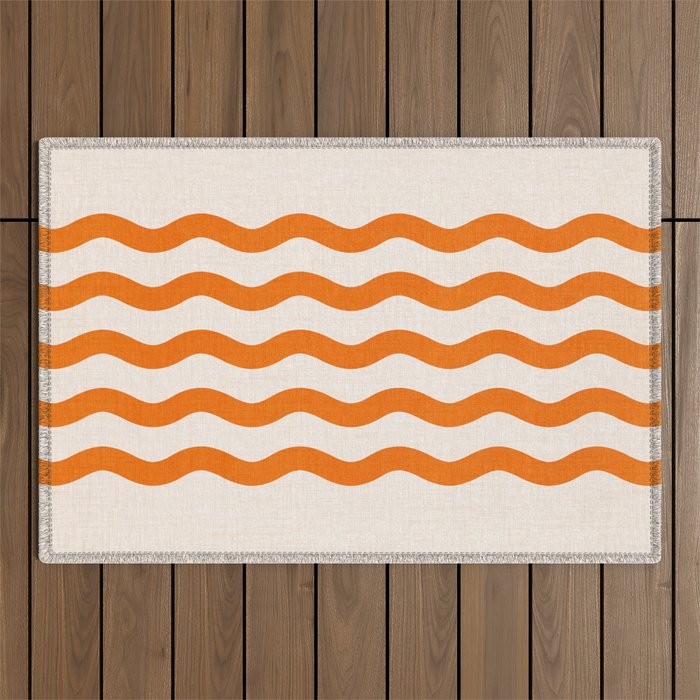 Coastal Orange / Modern Waves Series Outdoor Rug Gallery Image 1