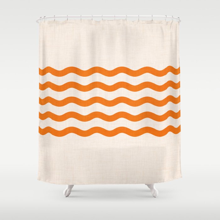 Coastal Orange / Modern Waves Series Shower Curtain Gallery Image 1