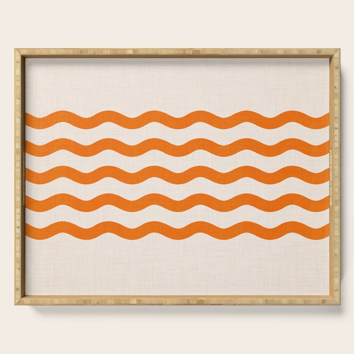 Coastal Orange / Modern Waves Series Serving Tray Gallery Image 1