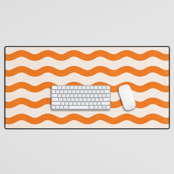 Coastal Orange / Modern Waves Series Desk Mat Gallery Image 1