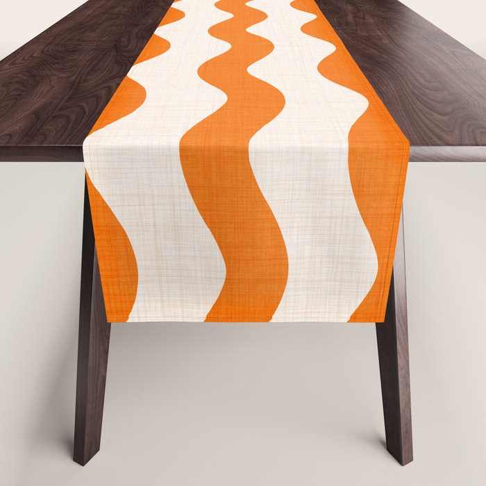 Coastal Orange / Modern Waves Series Table Runner Gallery Image 1
