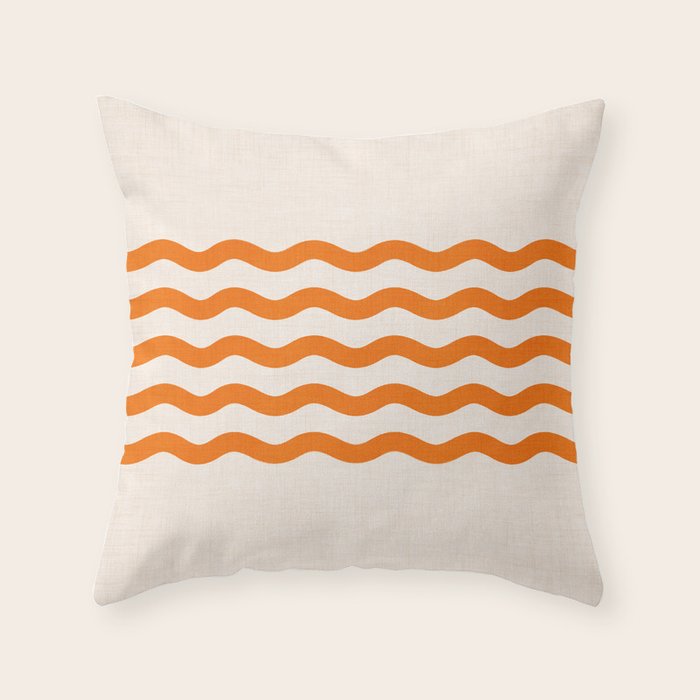 Coastal Orange / Modern Waves Series Throw Pillow Gallery Image 1