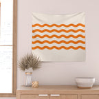 Coastal Orange / Modern Waves Series Wall Tapestry Gallery Image 2