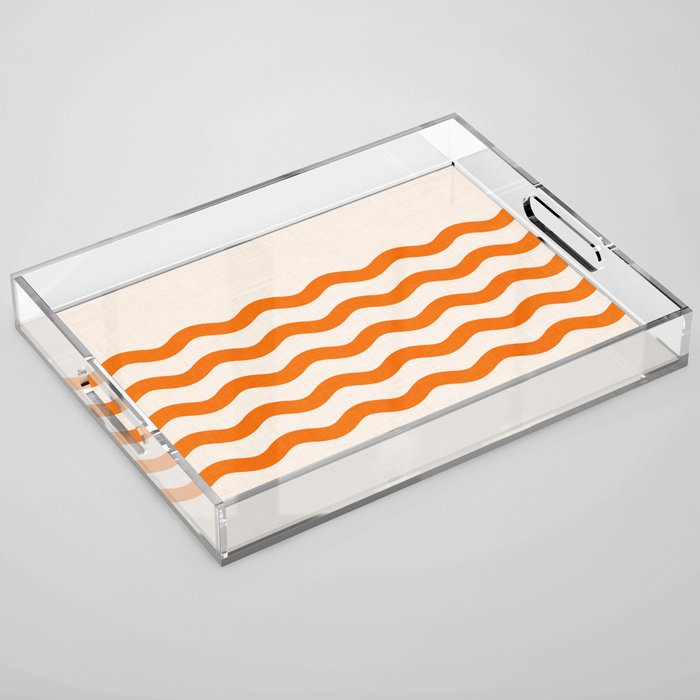 Coastal Orange / Modern Waves Series Acrylic Tray Gallery Image 1