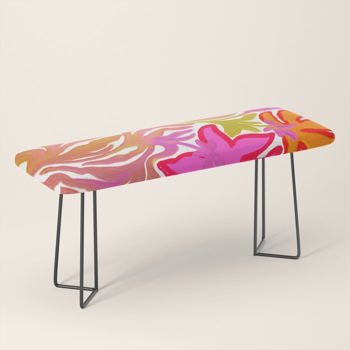 Painterly Nouveau bloom - imperfect bold textured floral art Bench Gallery Image 1