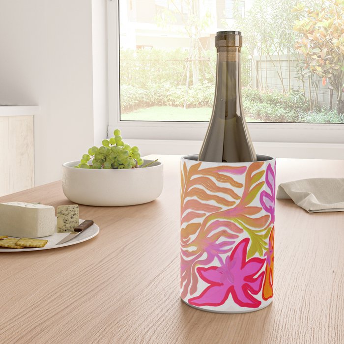 Painterly Nouveau bloom - imperfect bold textured floral art Wine Chiller Gallery Image 4