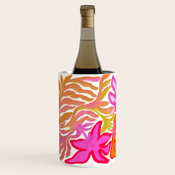 Painterly Nouveau bloom - imperfect bold textured floral art Wine Chiller Gallery Image 1