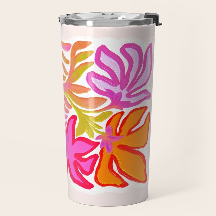 Painterly Nouveau bloom - imperfect bold textured floral art Travel Mug Gallery Image 2