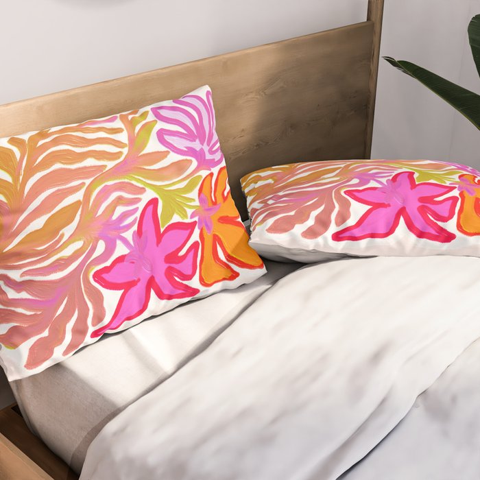 Painterly Nouveau bloom - imperfect bold textured floral art Pillow Sham Gallery Image 2