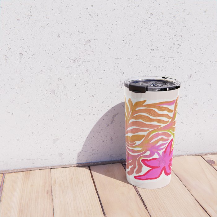 Painterly Nouveau bloom - imperfect bold textured floral art Travel Mug Gallery Image 4