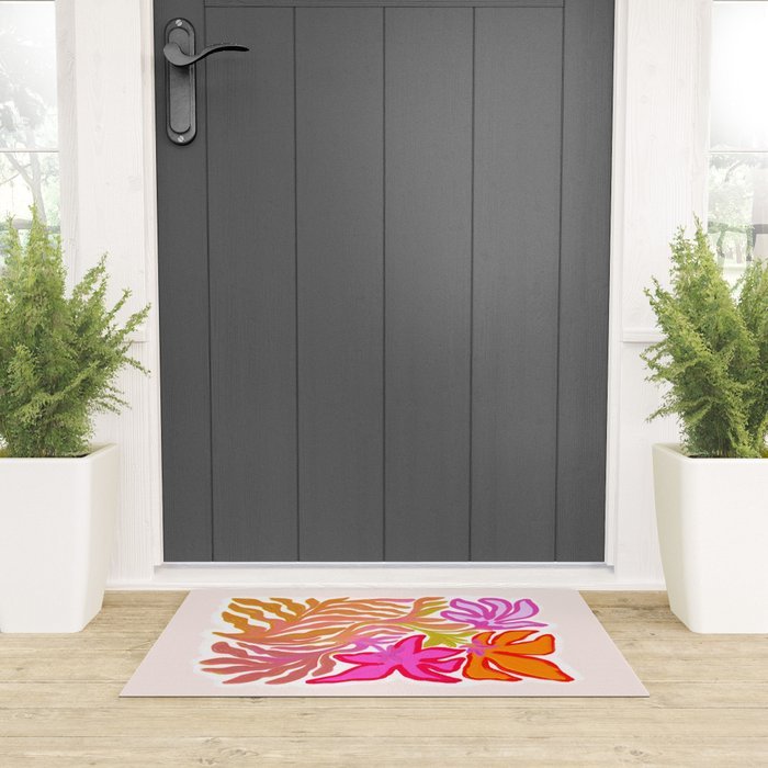 Painterly Nouveau bloom - imperfect bold textured floral art Welcome Mat Gallery Image 3