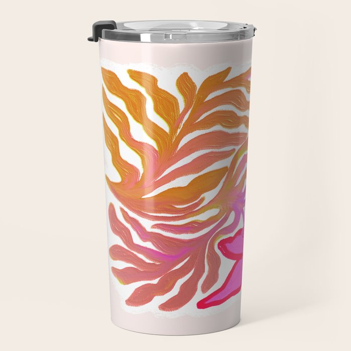 Painterly Nouveau bloom - imperfect bold textured floral art Travel Mug Gallery Image 3