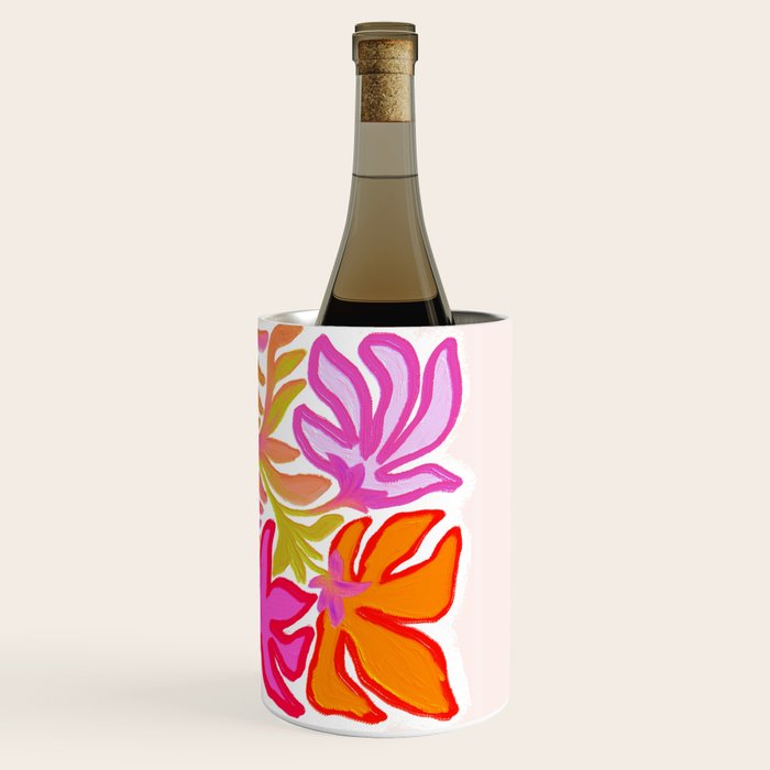Painterly Nouveau bloom - imperfect bold textured floral art Wine Chiller Gallery Image 3