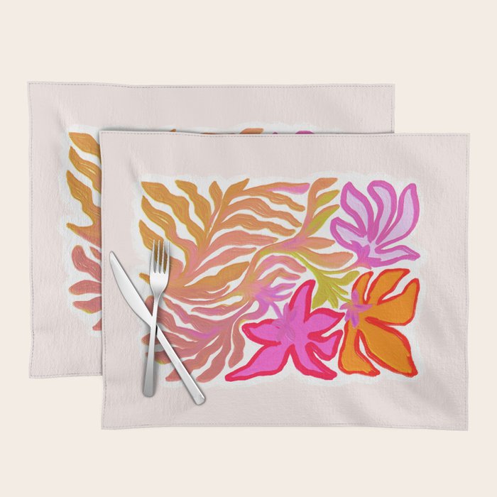 Painterly Nouveau bloom - imperfect bold textured floral art Placemat Gallery Image 1