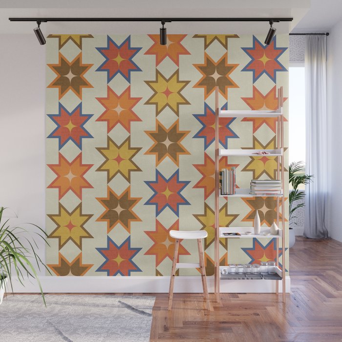 Holiday Mosaic Stars Retro-Inspired Festive Design Wall Mural Gallery Image 1