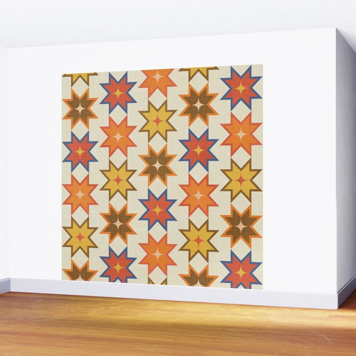 Holiday Mosaic Stars Retro-Inspired Festive Design Wall Mural Gallery Image 2