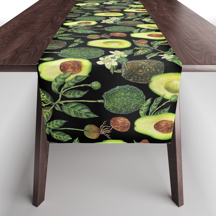 Avocado Fruit Plants - black Table Runner Gallery Image 1
